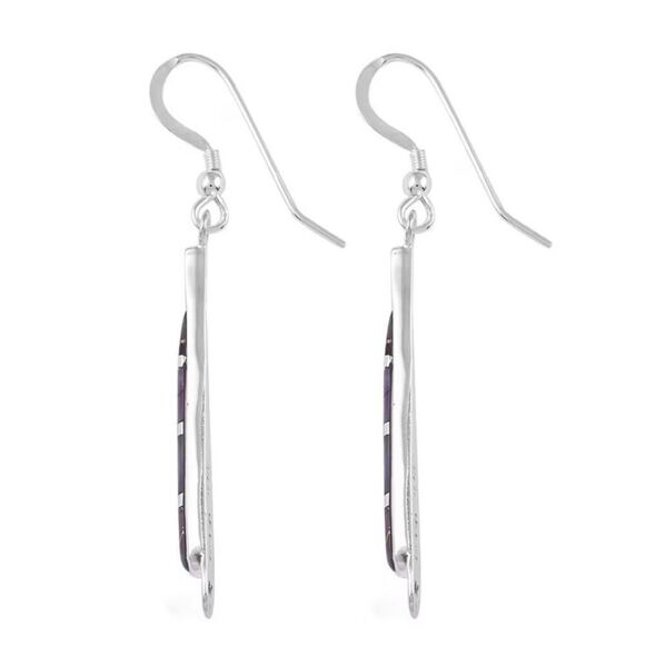 Purple Dahlia Turquoise Earrings: Handmade 925 Sterling  Southwestern Mojave Purple Turquoise 7.50 ctw Drop Earrings in Sterling Silver